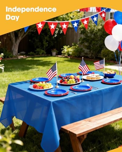 Blue Plastic Table Cloth Disposable, 4 Pack, 54 x 108 in, alternate view 6