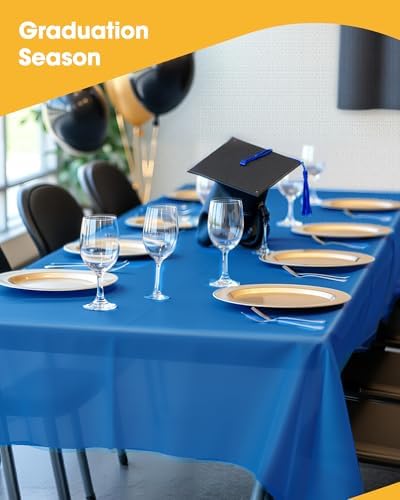 Blue Plastic Table Cloth Disposable, 4 Pack, 54 x 108 in, alternate view 7