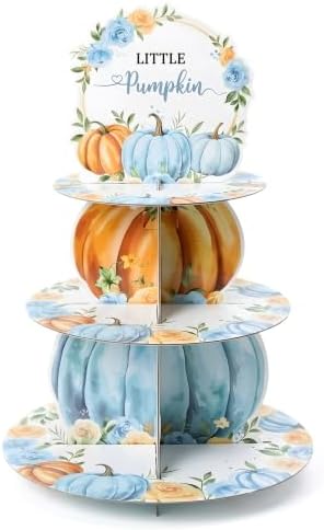 Blue Pumpkin Cupcake Stand 3Tier Dessert Holder Pastry Platter in Blue Pumpkin