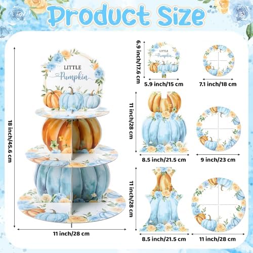 Blue Pumpkin Cupcake Stand 3Tier Dessert Holder Pastry Platter in Blue Pumpkin, alternate view 3