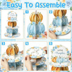Blue Pumpkin Cupcake Stand 3Tier Dessert Holder Pastry Platter in Blue Pumpkin, alternate view 5