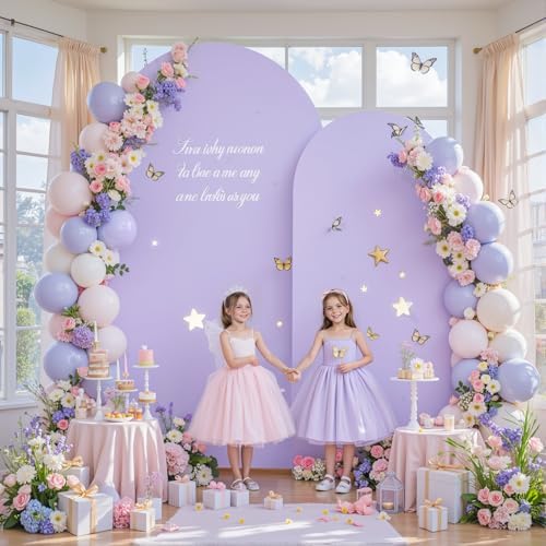 Blue Purple Arch Backdrop Cover Set of 2 Birthday Party Arch Covers 7.2 and 6ft Wedding Arch Cover Stretchy, alternate view 3