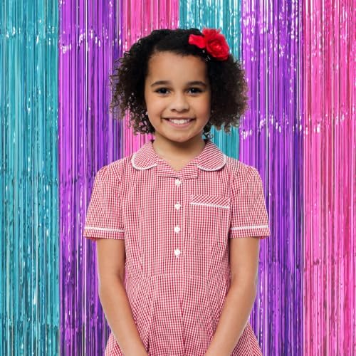 Blue Purple Pink Fringe Backdrop Curtains, 3.3x8.2ft, 3 Pack in 3.3x8.2ft, alternate view 2