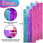 Blue Purple Pink Fringe Backdrop Curtains, 3.3x8.2ft, 3 Pack in 3.3x8.2ft, alternate view 3