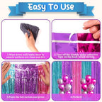Blue Purple Pink Fringe Backdrop Curtains, 3.3x8.2ft, 3 Pack in 3.3x8.2ft, alternate view 5