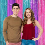 Blue Purple Pink Fringe Backdrop Curtains, 3.3x8.2ft, 3 Pack in 3.3x8.2ft, alternate view 6