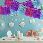 Blue Purple Pink Fringe Garland Banner Wall Tinsel Foil Streamers in Blue Purple Pink, alternate view 4