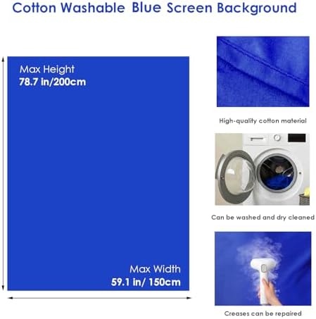 Blue Screen Backdrop Kit, Portable Bluescreen Background with T-Shaped Stand, 5 Clamps & Carrying Bag for, alternate view 3