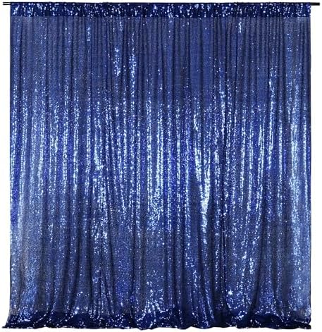 Blue Sequin Backdrop,10FT x 10FT Sequin Photography Backdrop Curtain for Party Decoration, Navy Blue in 10x10 ft