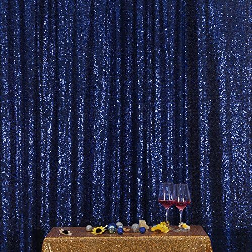 Blue Sequin Backdrop,10FT x 10FT Sequin Photography Backdrop Curtain for Party Decoration, Navy Blue in 10x10 ft, alternate