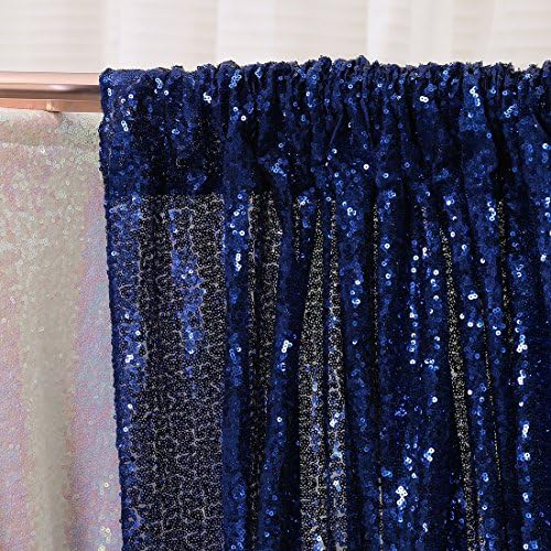 Blue Sequin Backdrop,10FT x 10FT Sequin Photography Backdrop Curtain for Party Decoration, Navy Blue in 10x10 ft, alternate