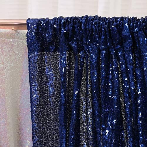 Blue Sequin Backdrop,8FT x 10FT Sequin Photography Backdrop Curtain for Party Decoration, Navy Blue in 8 x 10ft, alternate