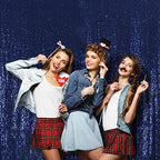 Blue Sequin Backdrop,8FT x 10FT Sequin Photography Backdrop Curtain for Party Decoration, Navy Blue in 8 x 10ft, alternate
