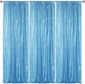 Blue Sequin Backdrop Curtain 3 Panels 2FTx8FT Glitter Blue Background Drapes Sparkle Photography Backdrop for