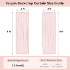 Blue Sequin Backdrop Curtain 3 Panels 2FTx8FT Glitter Blue Background Drapes Sparkle Photography Backdrop for, alternate view