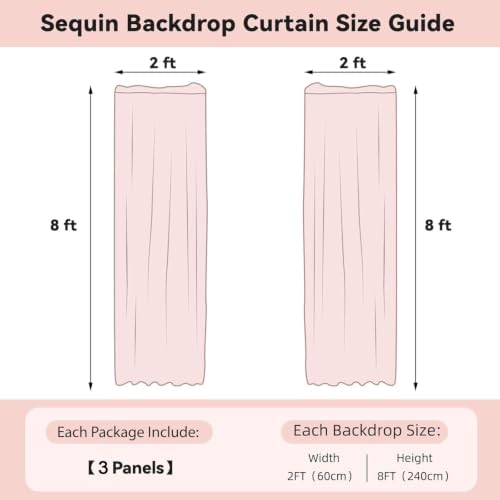 Blue Sequin Backdrop Curtain 3 Panels 2FTx8FT Glitter Blue Background Drapes Sparkle Photography Backdrop for, alternate view