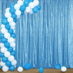 Blue Sequin Backdrop Curtain 4FTx8FT Glitter Blue Background Drapes Sparkle Photography Backdrop for Party