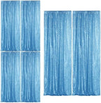 Blue Sequin Backdrop Curtain 6 Panels 2FTx8FT Glitter Blue Background Drapes Sparkle Photography Backdrop for