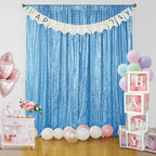 Blue Sequin Backdrop Curtain 6 Panels 2FTx8FT Glitter Blue Background Drapes Sparkle Photography Backdrop for, alternate view