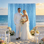 Blue Sequin Backdrop Curtain 6 Panels 2FTx8FT Glitter Blue Background Drapes Sparkle Photography Backdrop for, alternate view