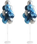 Blue Silver Balloon Column Stand for Indoor Patio Party Decor in 2 Count (Pack of 1) in Blue Silver