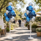 Blue Silver Balloon Column Stand for Indoor Patio Party Decor in 2 Count (Pack of 1) in Blue Silver, alternate view 2