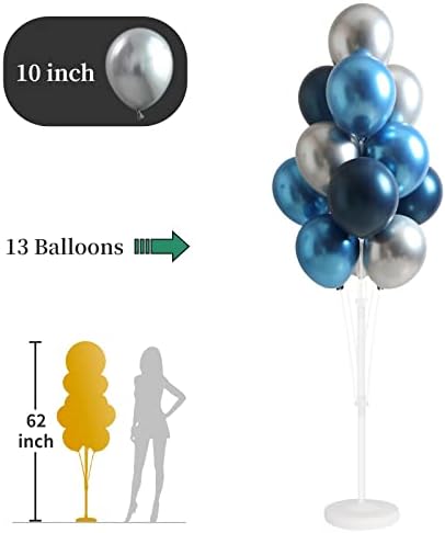 Blue Silver Balloon Column Stand for Indoor Patio Party Decor in 2 Count (Pack of 1) in Blue Silver, alternate view 5