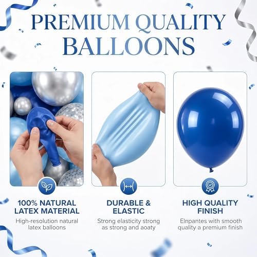 Blue Silver Balloon Column Stand for Indoor Patio Party Decor in 2 Count (Pack of 1) in Blue Silver, alternate view 6