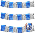 Blue Silver Fringe Garland Banner 30ft Wall Tinsel Foil Streamers in Blue Silver