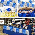 Blue Silver Fringe Garland Banner 30ft Wall Tinsel Foil Streamers in Blue Silver, alternate view 4