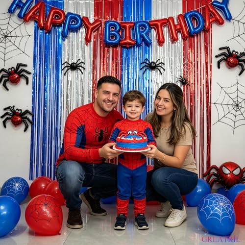 Blue Silver Red Party Streamers 4th of July Decorations 3.2ft x 8.2ft 2 PCS, alternate view 5