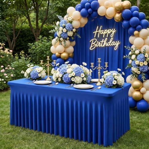 Blue Spandex Tablecloth for 6FT Rectangle Tables, Table Skirt, alternate view 2