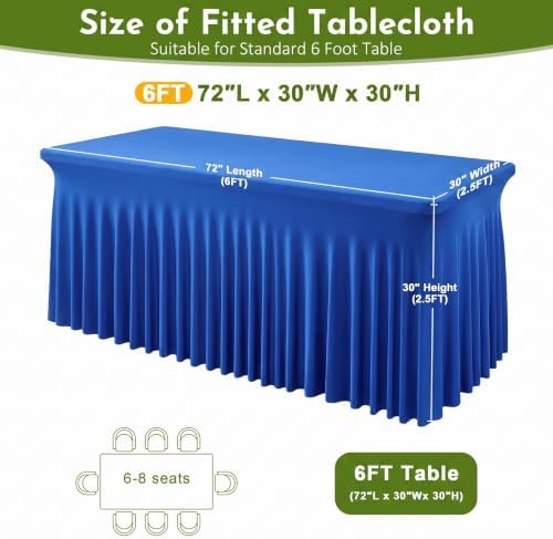 Blue Spandex Tablecloth for 6FT Rectangle Tables, Table Skirt, alternate view 3