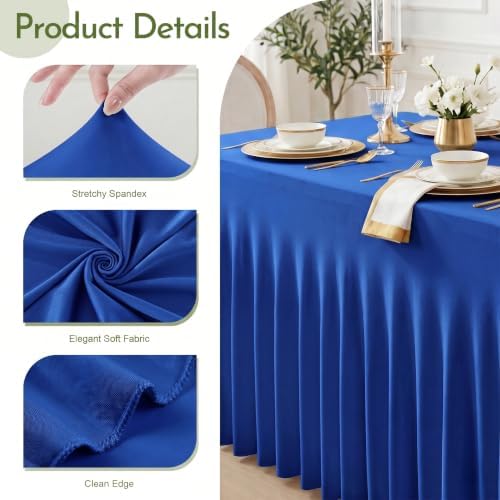 Blue Spandex Tablecloth for 6FT Rectangle Tables, Table Skirt, alternate view 4