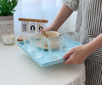 Blue Square Tray 11" - 3 Pack Hard Plastic Organizer Tray in 10.2"L x 5.5"W x 1.1"H in Blue, alternate view 2