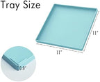 Blue Square Tray 11" - 3 Pack Hard Plastic Organizer Tray in 10.2"L x 5.5"W x 1.1"H in Blue, alternate view 3