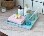 Blue Square Tray 11" - 3 Pack Hard Plastic Organizer Tray in 10.2"L x 5.5"W x 1.1"H in Blue, alternate view 5