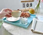 Blue Square Tray - 11 Inch Hard Plastic Decorative Tray in 10.2"L x 5.5"W x 1.1"H in Blue, alternate view 5