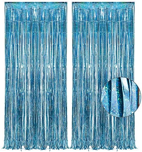 Blue Tinsel Curtain Party Backdrop - Pack of 2