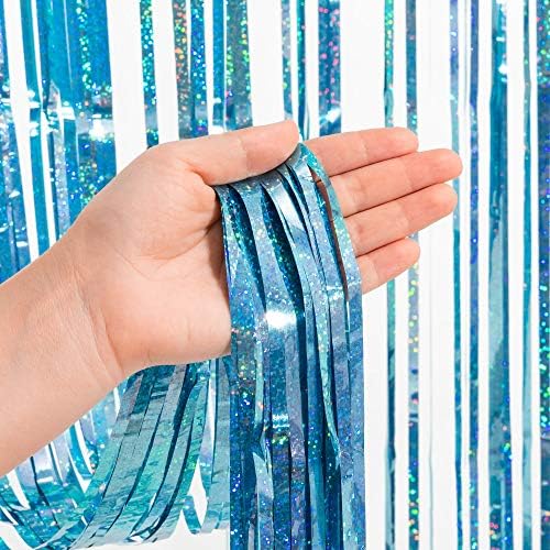 Blue Tinsel Curtain Party Backdrop - Pack of 2, alternate view 3