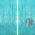 Blue Tinsel Foil Fringe Curtain Backdrop, 3.3 x 8.2 ft Metallic Glitter Curtain Streamers, 2 Pack Light Blue