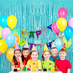 Blue Tinsel Foil Fringe Curtain Backdrop, 3.3 x 8.2 ft Metallic Glitter Curtain Streamers, 2 Pack Light Blue, alternate view