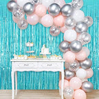 Blue Tinsel Foil Fringe Curtain Backdrop, 3.3 x 8.2 ft Metallic Glitter Curtain Streamers, 2 Pack Light Blue, alternate view