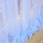 Blue Tulle Backdrop Curtains with Lights String for Parites Baby Shower 30×8ft Blue Sheer Backdrop Curtains, alternate view 6