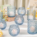 Blue Votive Candle Holder Glass Set of 20 in Blue