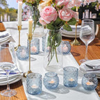 Blue Votive Candle Holder Glass Set of 20 in Blue, alternate view 2