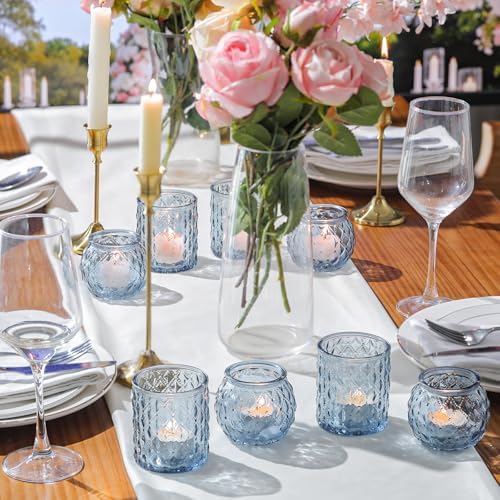 Blue Votive Candle Holder Glass Set of 20 in Blue, alternate view 2