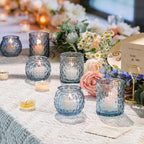 Blue Votive Candle Holder Glass Set of 20 in Blue, alternate view 3