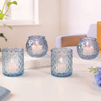 Blue Votive Candle Holders- 10Pcs Glass Tealight Candle Holder in Blue