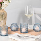 Blue Votive Candle Holders- 10Pcs Glass Tealight Candle Holder in Blue, alternate view 6